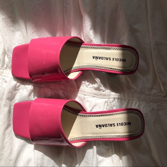 NICOLE SALDANA SARAH CHROME HEEL SANDAL-DRAGONFRUIT SIZE 36 - Picture 3 of 4